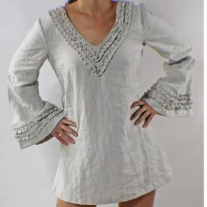 Short Ruffled Linen Night Dress - image 1